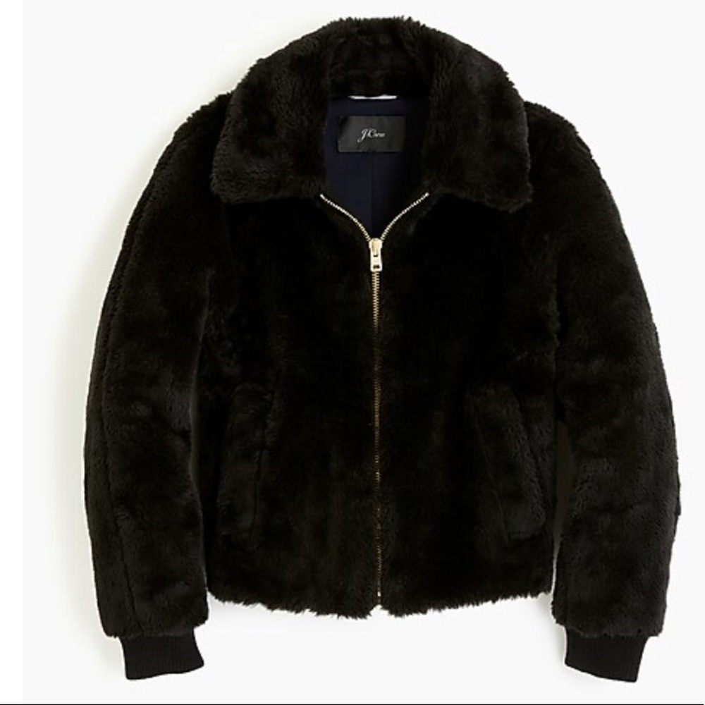 J. Crew Black Faux Fur Jacket